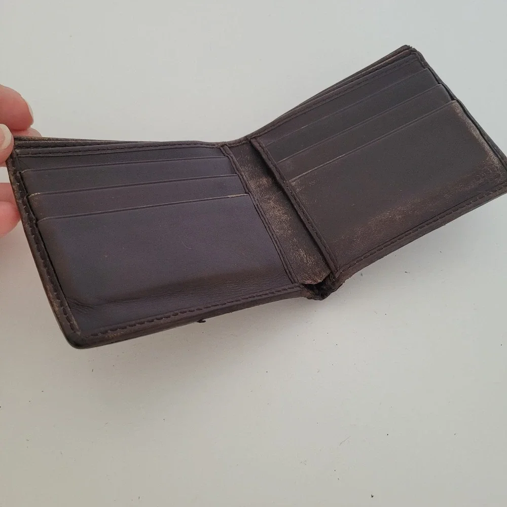 GUCCI GG Interlocking Men's Canvas Leather Card Bill Wallet Bifold Brown Designe